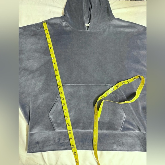 AMERICAN EAGLE OUTFITTERS Gray/blue soft velour hoodie sweatshirt size S - Picture 6 of 13